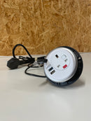 OE PixelTUF White In-Surface Unit | UK 13A Socket, USB A & USB-C Fast Charging Ports & CAT6 pull thru RJ45 Black Cable