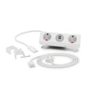 OE White Panda Desk Kit : Panda Socket Unit - 13A | USB | 13A, with UK 13A Starter Lead