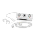 OE White Panda Desk Kit : Panda Socket Unit - 13A | USB | 13A, with UK 13A Starter Lead