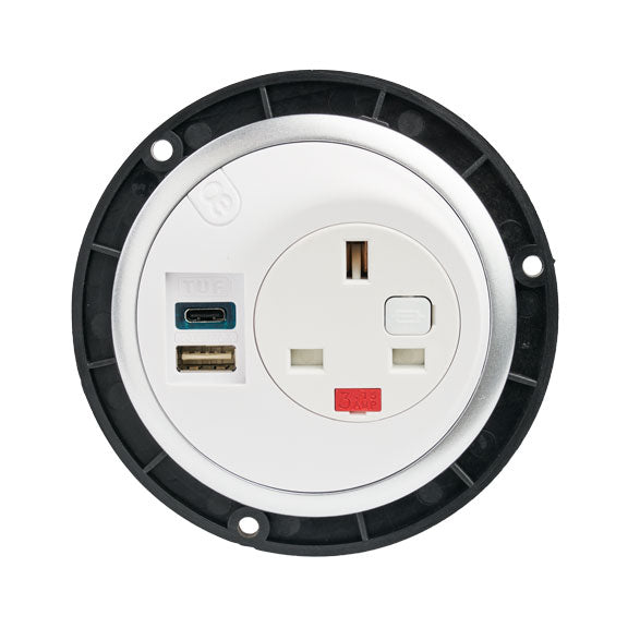 OE PixelTUF In-Surface Unit | UK 13A Socket, USB A & USB-C Fast Charging Ports