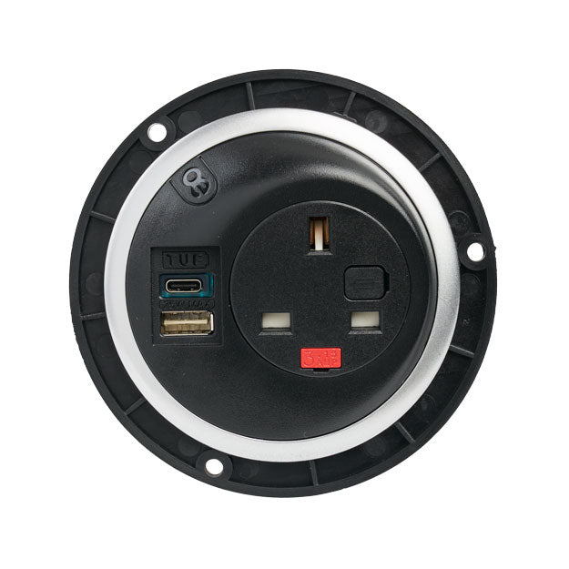 OE PixelTUF In-Surface Unit | UK 13A Socket, USB A & USB-C Fast Charging Ports