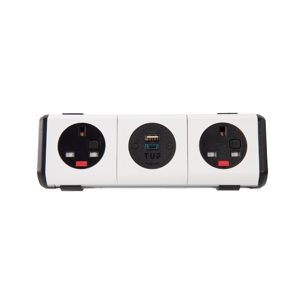 OE Panda White/Black Socket Unit - 13A | USB | 13A