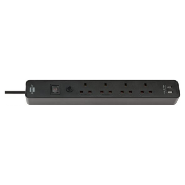 Ecolor 4-way UK 13A Extension Lead with 2 USB-A Ports