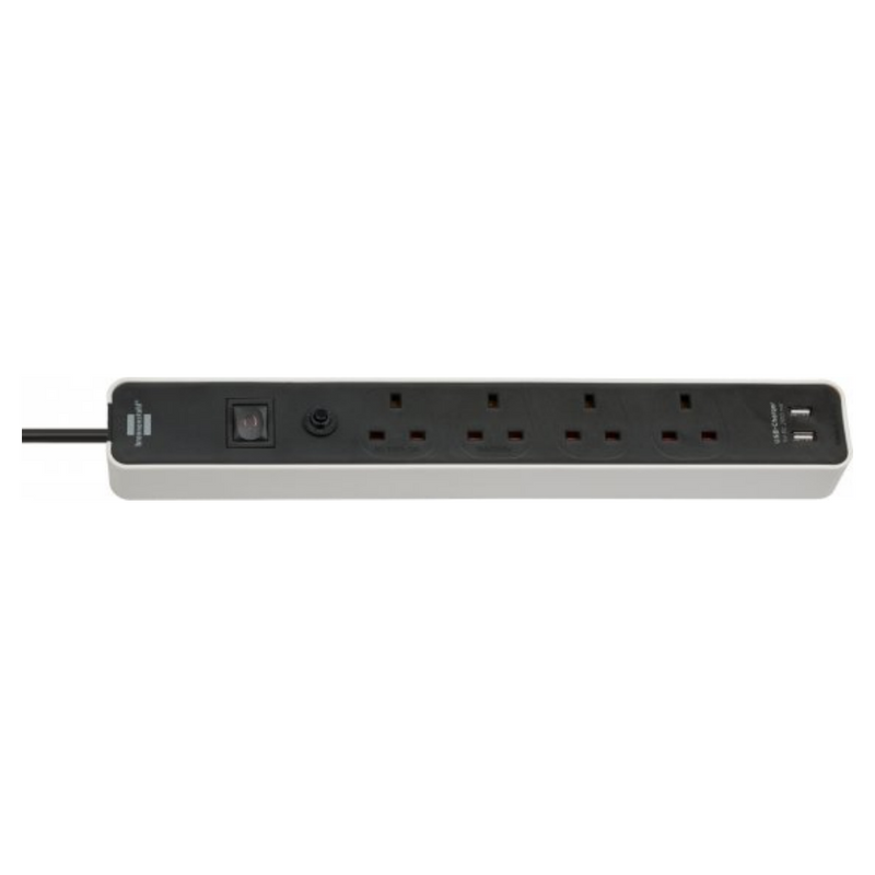 Ecolor 4-way UK 13A Extension Lead with 2 USB-A Ports